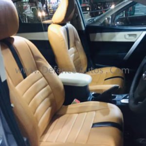 Toyota Corolla Seat Cover Leather Rite Rexine | Seat posish Civic Style with Carbon Strip Mustard Color - Model 2014-2022
